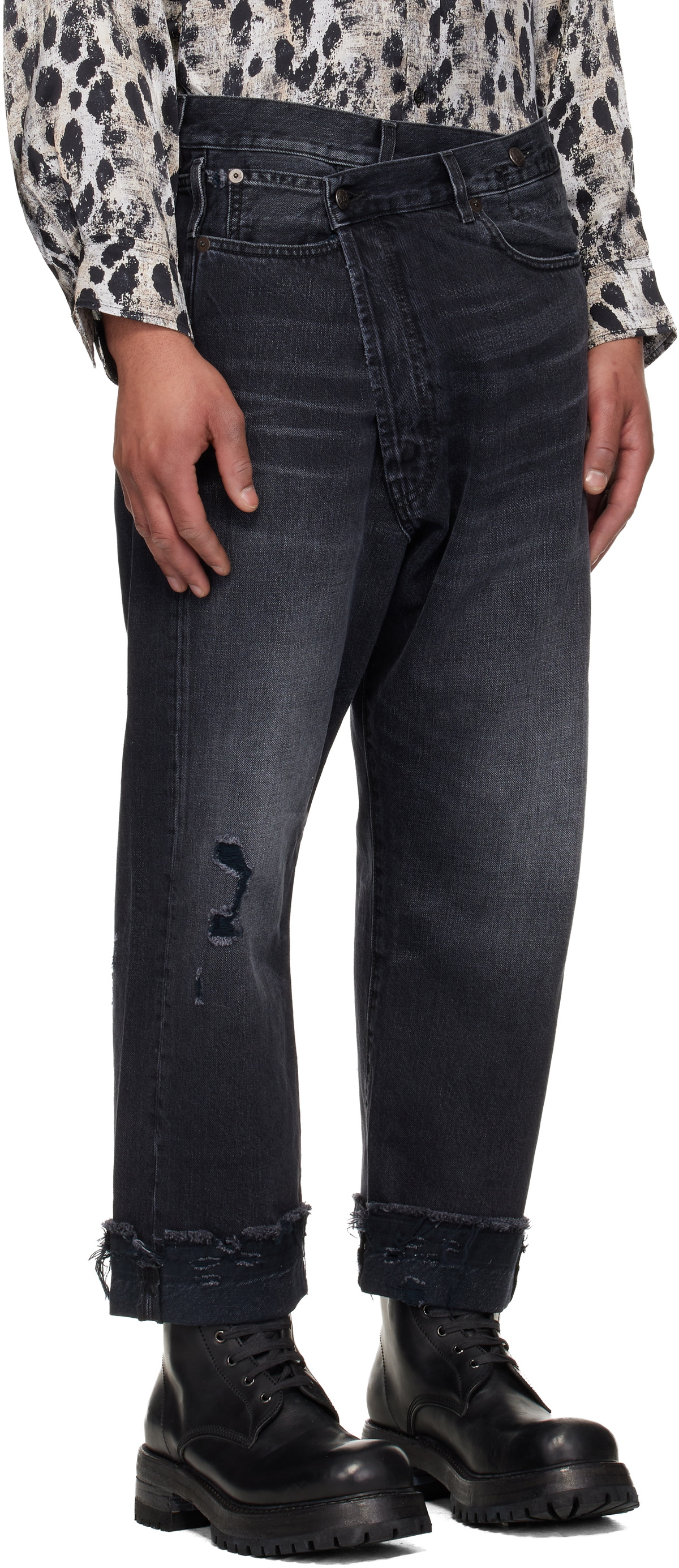 R13 Black Crossover Jeans