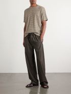 Mr P. - Knitted Striped Linen T-Shirt - Green
