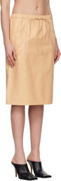 ALAÏA Beige Pencil Calfskin Midi Skirt