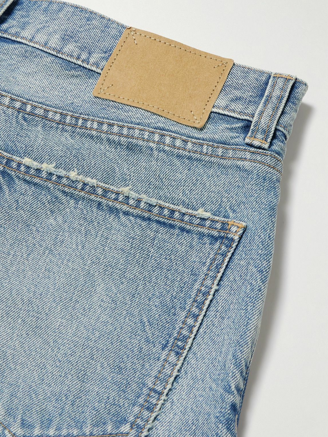 CELINE - Straight-Leg Frayed Denim Bermuda Shorts - Blue