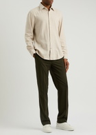 Boss Houndstooth Cotton Shirt Beige