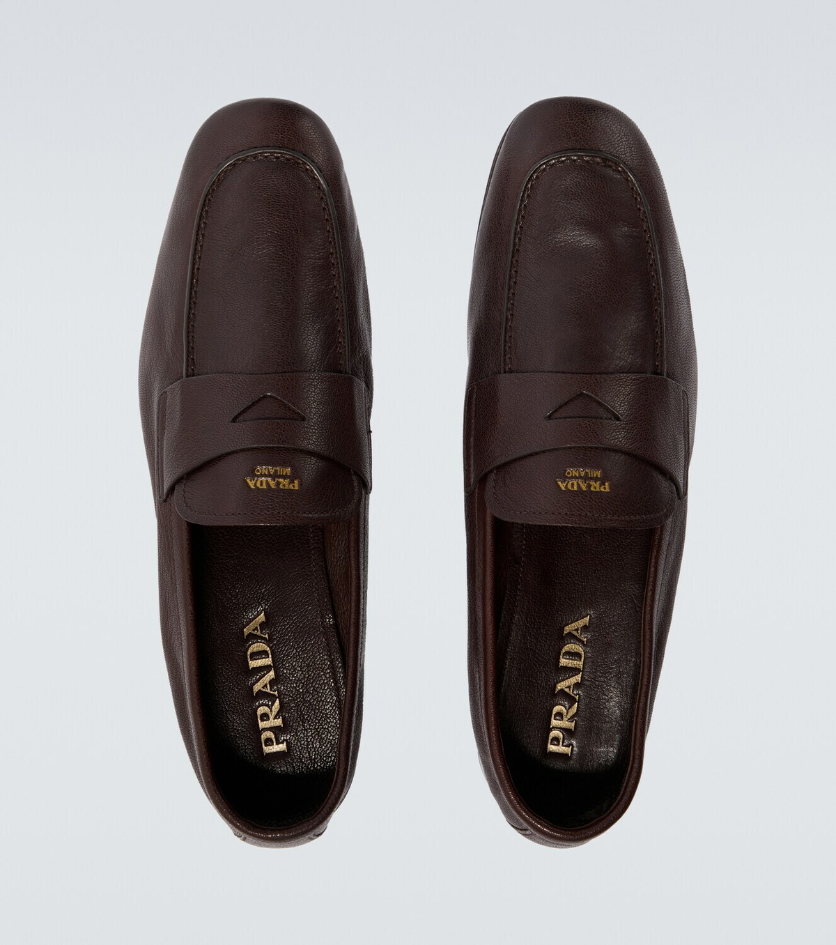 Prada Logo leather penny loafers