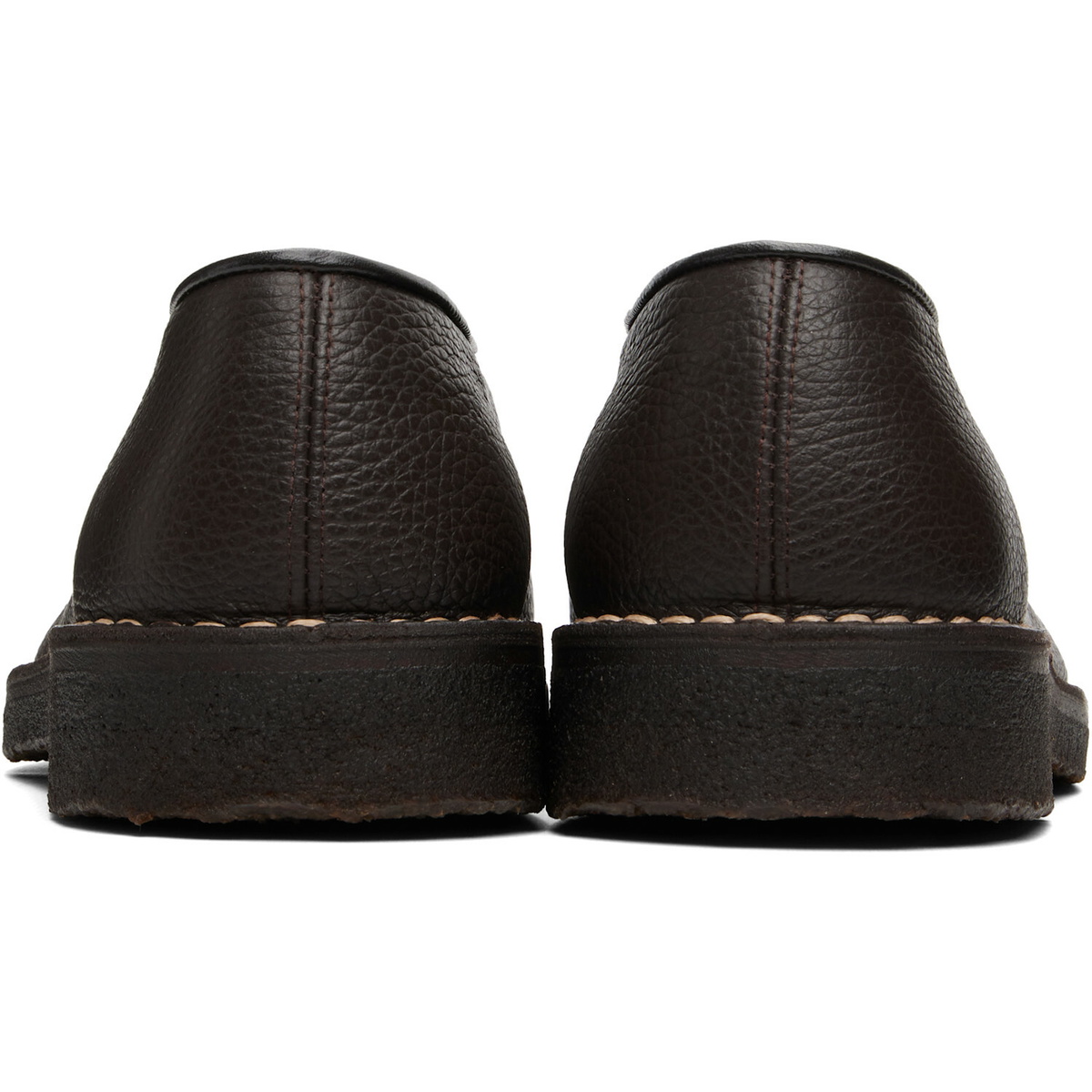 LEMAIRE Black Piped Crepe Slipper Loafers