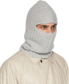 Giorgio Armani Grey Rib Knit Balaclava