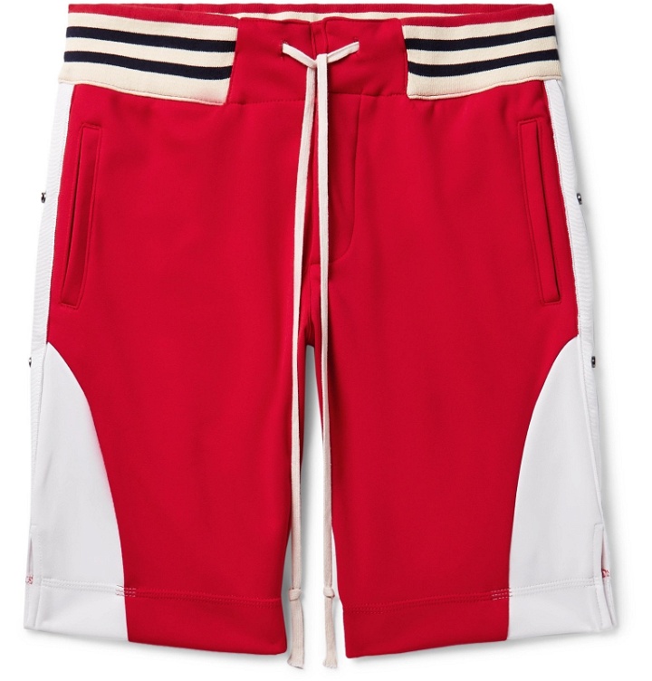 Photo: Greg Lauren - Grosgrain-Trimmed Tech-Jersey Drawstring Shorts - Red