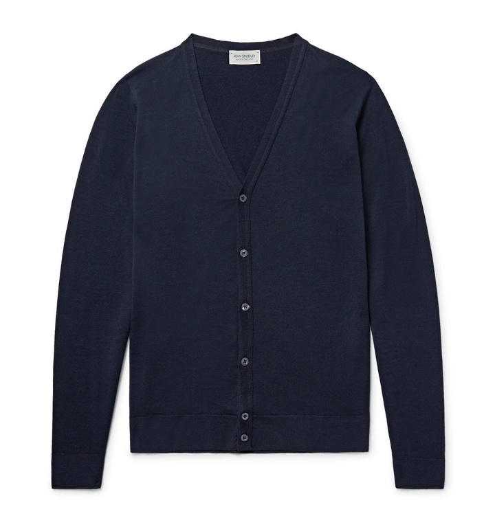 Photo: John Smedley - Petworth Merino Wool Cardigan - Blue