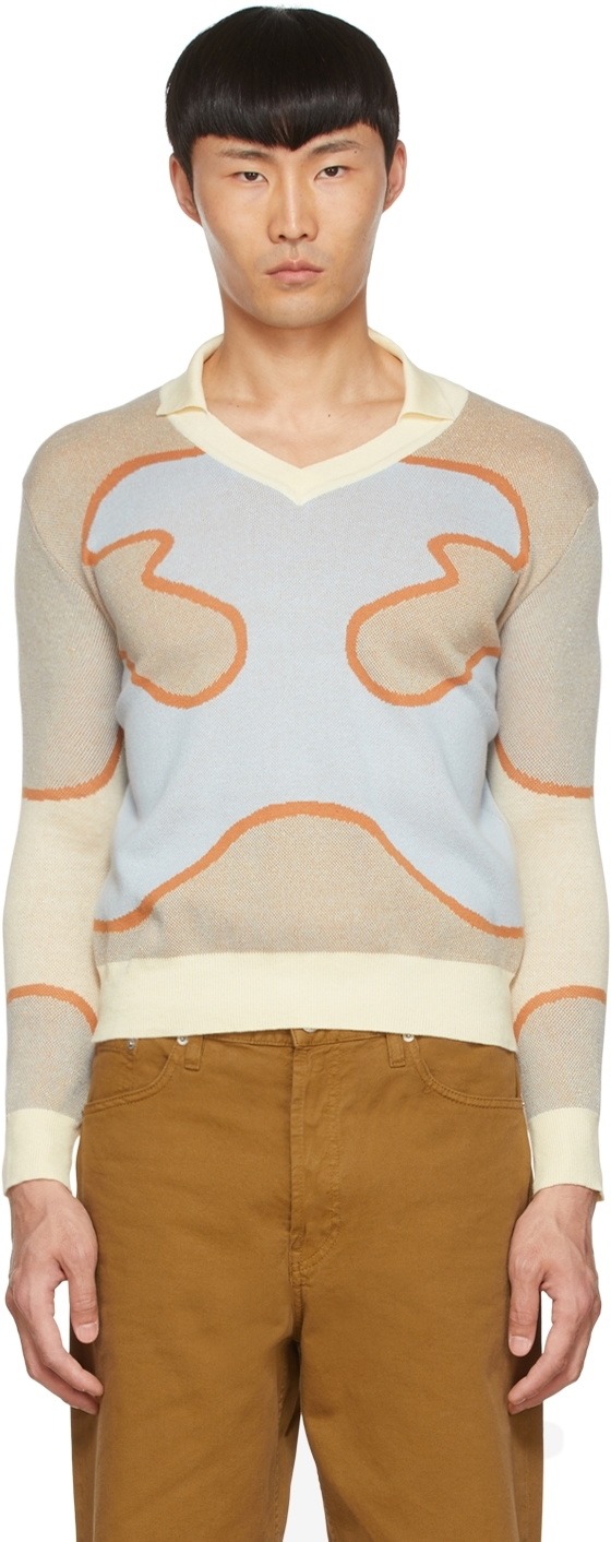 Lukhanyo Mdingi Blue Cotton Sweater