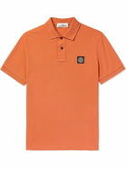 Stone Island - Logo-Appliquéd Stretch-Cotton Piqué Polo Shirt - Orange