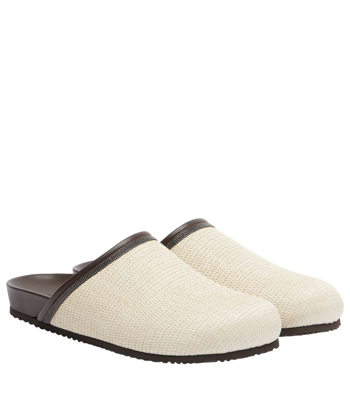 Photo: Brunello Cucinelli Monili leather-trimmed mules