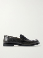 LOEWE - Campo Cracked-Leather Loafers - Black