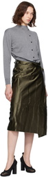 MARIE ADAM-LEENAERDT Khaki Apron Flat Midi Skirt