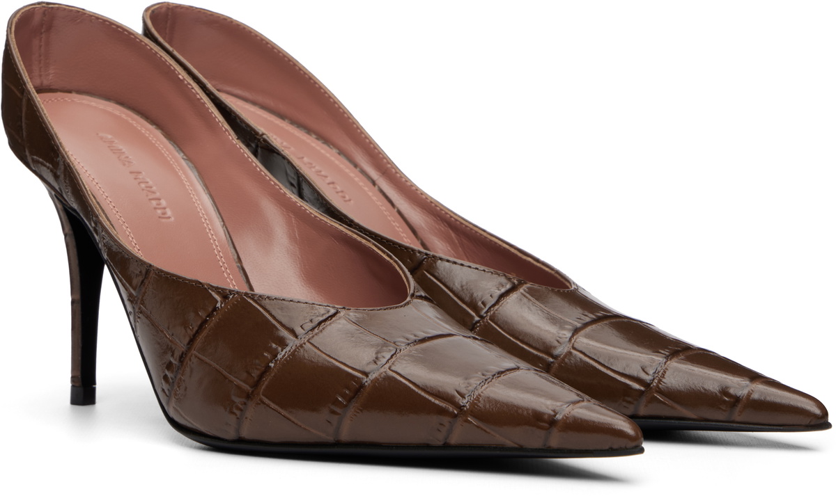 Amina Muaddi Brown Anok Mule 90 Heels
