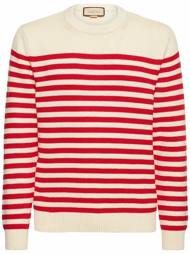 Photo: GUCCI - Striped Cotton & Wool Knit Sweater