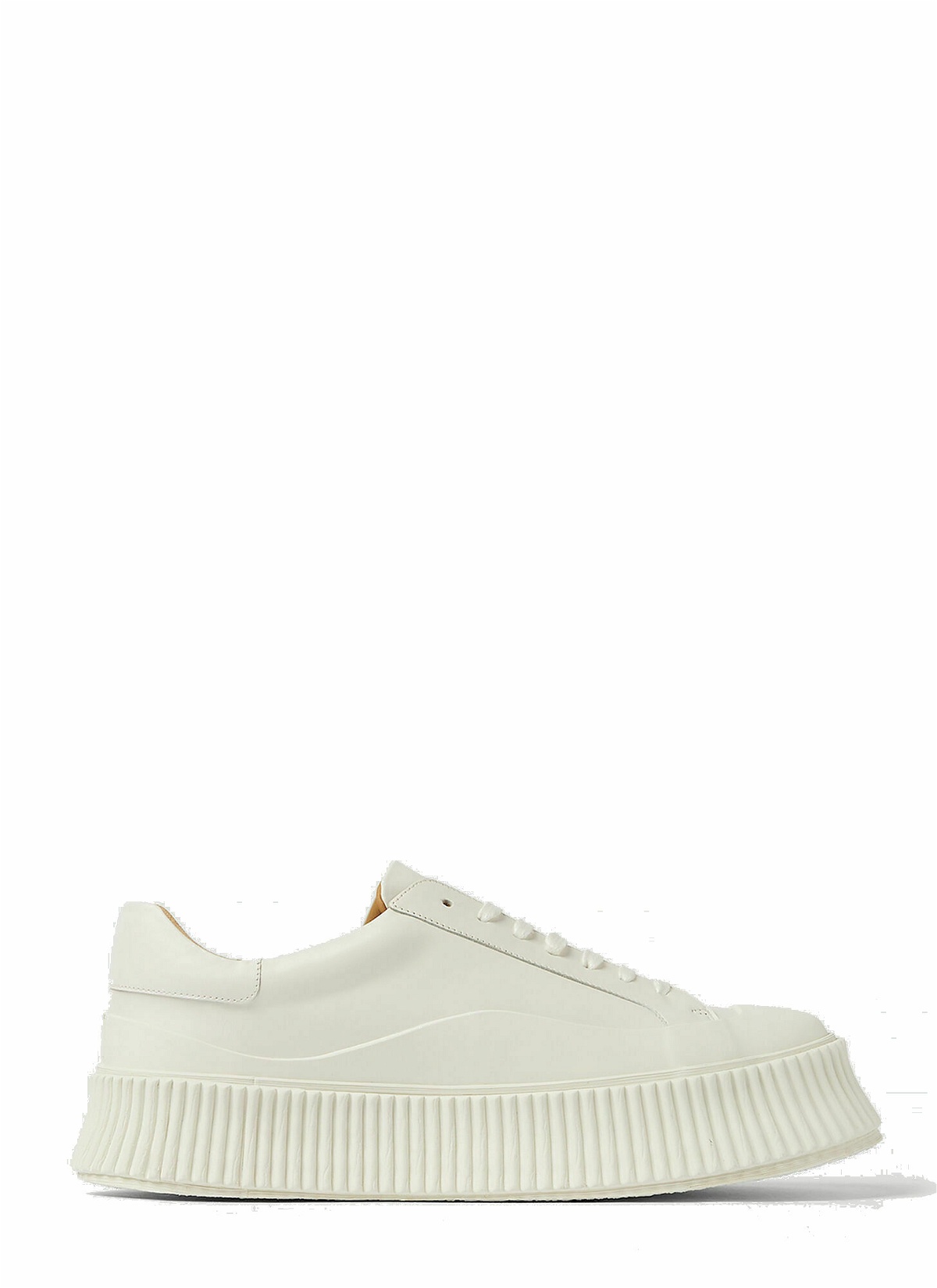 Photo: Ribbed-Sole Leather Sneakers in White
