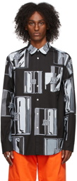 We11done Black & Grey Flat Chain Allover Print Shirt
