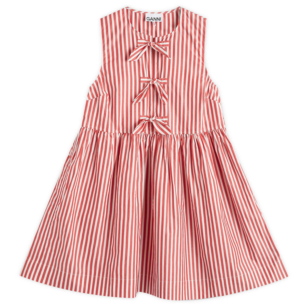 GANNI Women's Mini Bow Tie Dress in Barbados Cherry