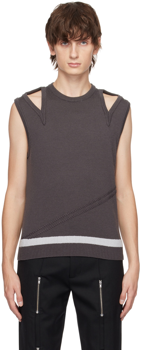 The World Is Your Oyster Gray Cut-Out Tank Top