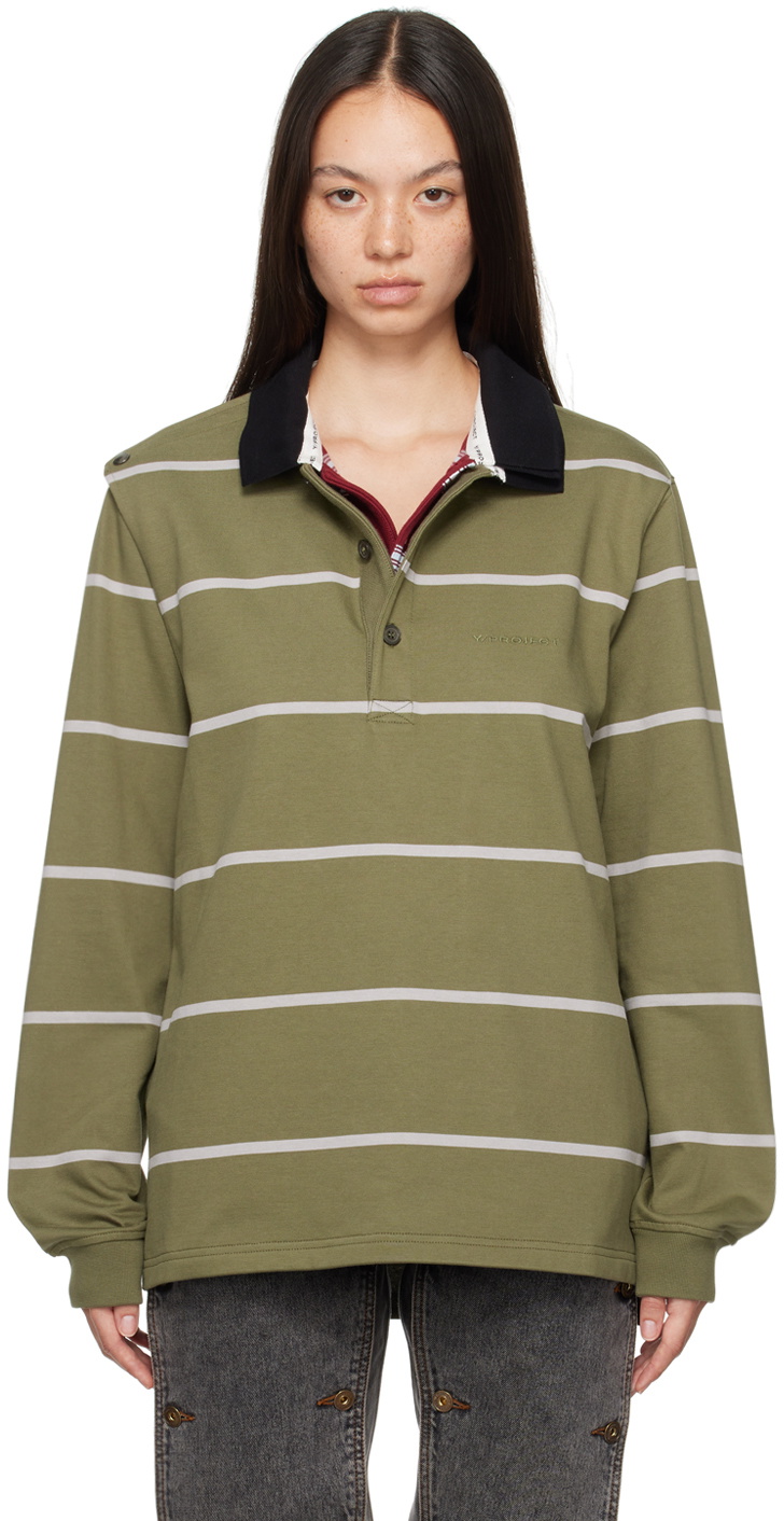 Y/Project Khaki & Red Double Collar Snap Off Rugby Polo