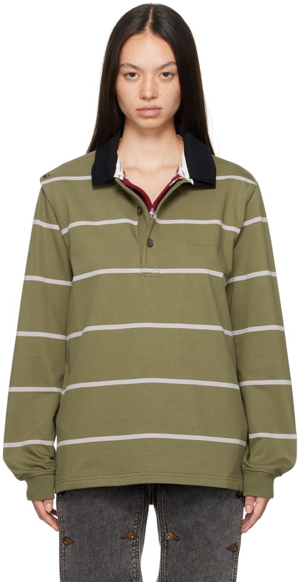Photo: Y/Project Khaki & Red Double Collar Snap Off Rugby Polo