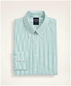 Brooks Brothers Men's Stretch Big & Tall Dress Shirt, Non-Iron Poplin Button Down Collar Stripe | Green