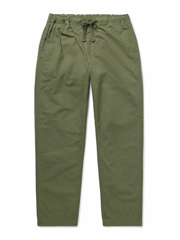 Photo: OrSlow - New Yorker Straight-Leg Cotton-Ripstop Drawstring Trousers - Green