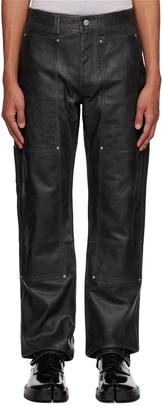 Photo: Helmut Lang Black Straight-Leg Leather Pants