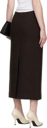 R2W Brown Mullin Wool Midi Skirt