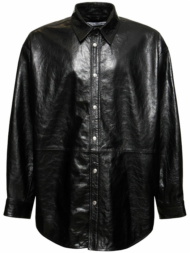 Photo: ACNE STUDIOS Letar Shiny Nappa Leather Shirt Jacket