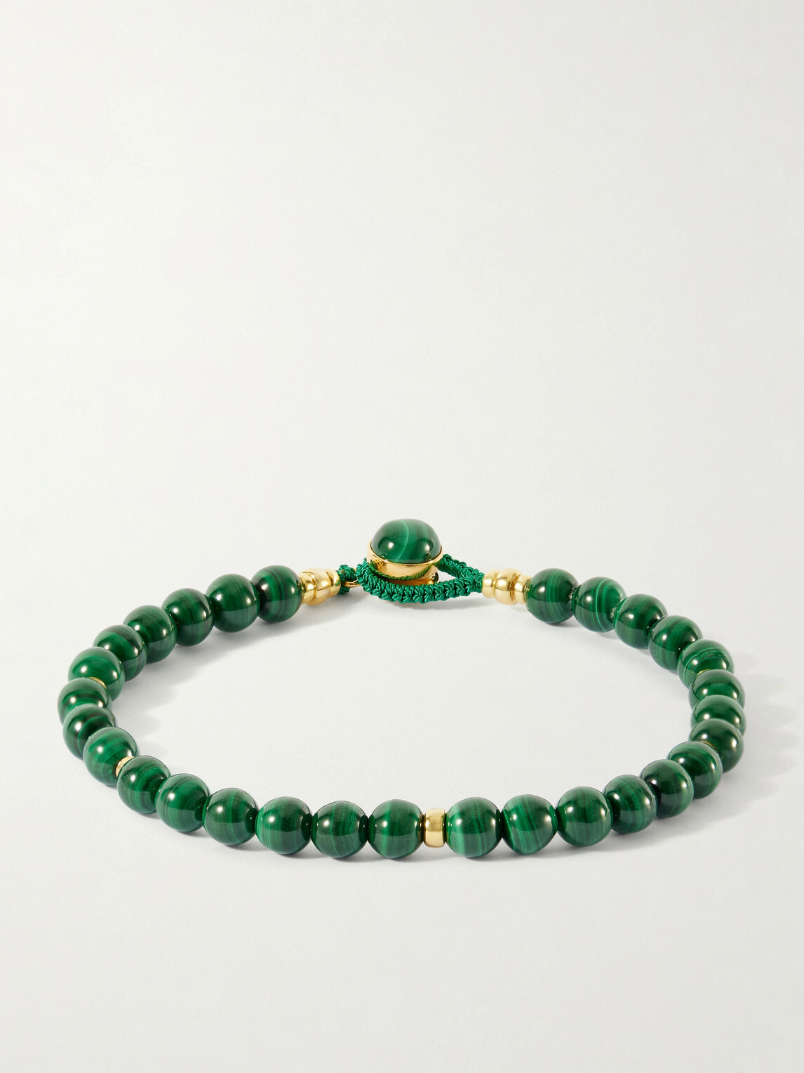Mikia - Circle 8 Gold-Plated Sterling Silver Malachite Beaded Bracelet - Green