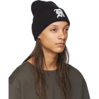 R13 Black Logo Skully Beanie