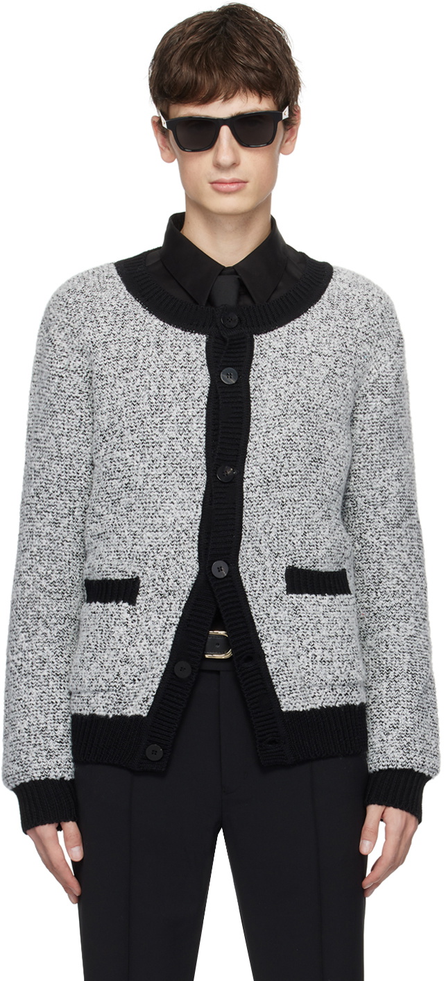 Ernest W. Baker Black & White Crewneck Cardigan Ernest W. Baker