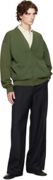 JW Anderson Green Garment-Dyed Cardigan