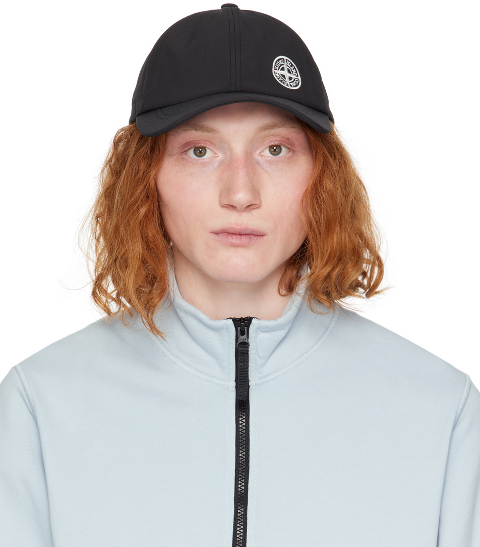 Stone Island Black Soft Shell Cap Stone Island