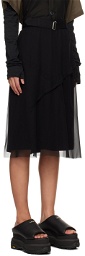 UNDERCOVER Black Layered Midi Skirt