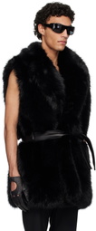 Ernest W. Baker Black Faux-Fur Vest