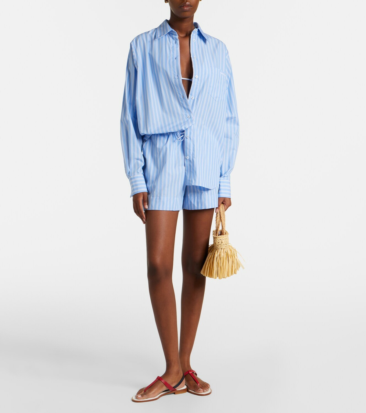 Hunza G Striped cotton poplin shorts