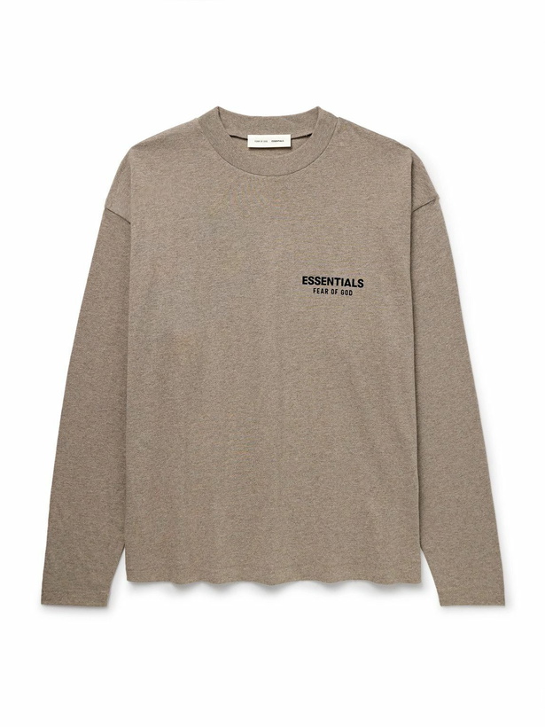 Photo: FEAR OF GOD ESSENTIALS - Logo-Appliquéd Cotton-Jersey T-Shirt - Brown
