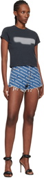 Alexander Wang Blue Denim Bite Logo Shorts