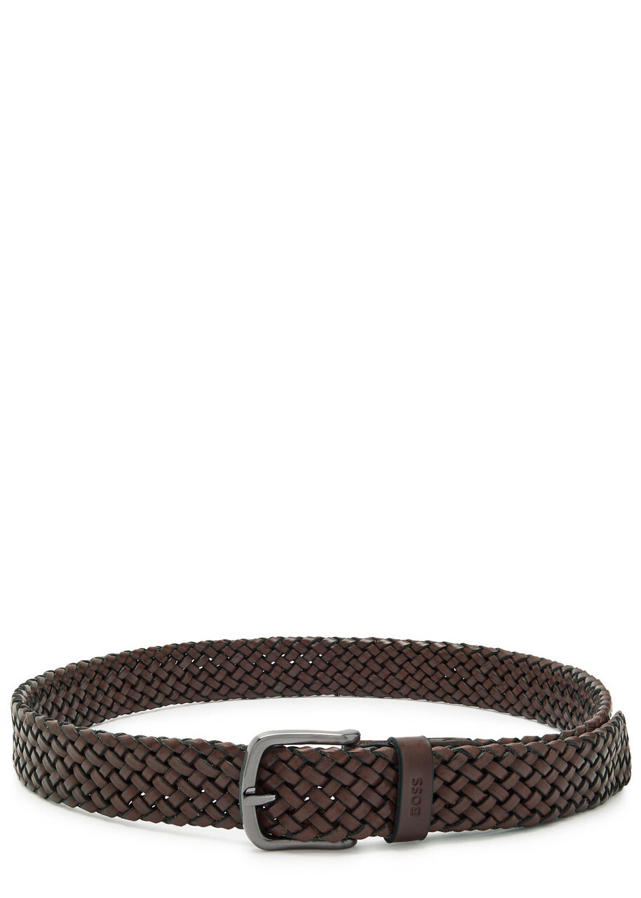 Boss Sash Braided Leather Belt Brown