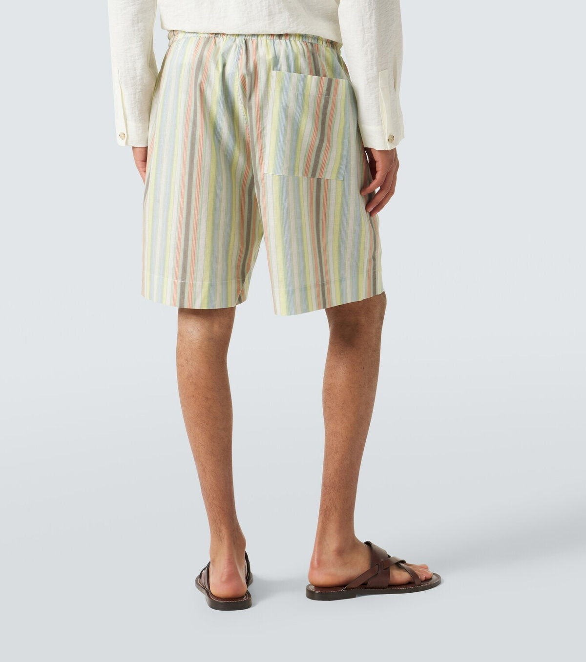 Commas Striped hemp and cotton Bermuda shorts