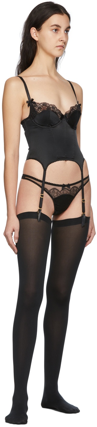 Longline Suspender Girdle in Black with Lace Front
