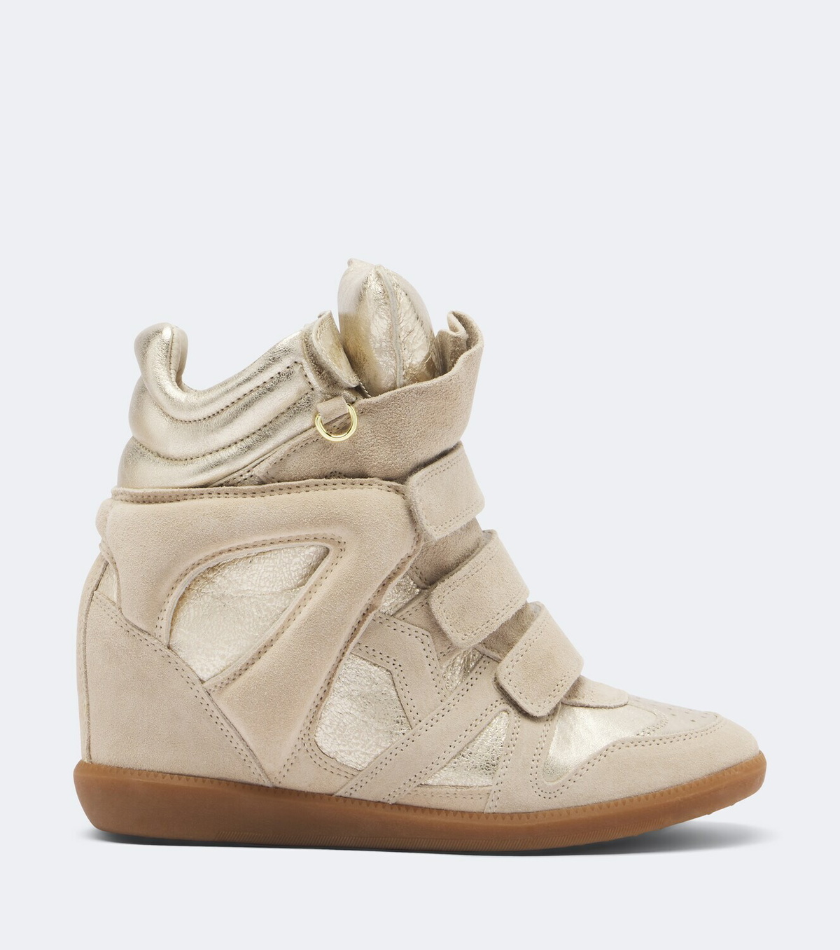 Isabel Marant Bekett metallic leather and suede wedge sneakers