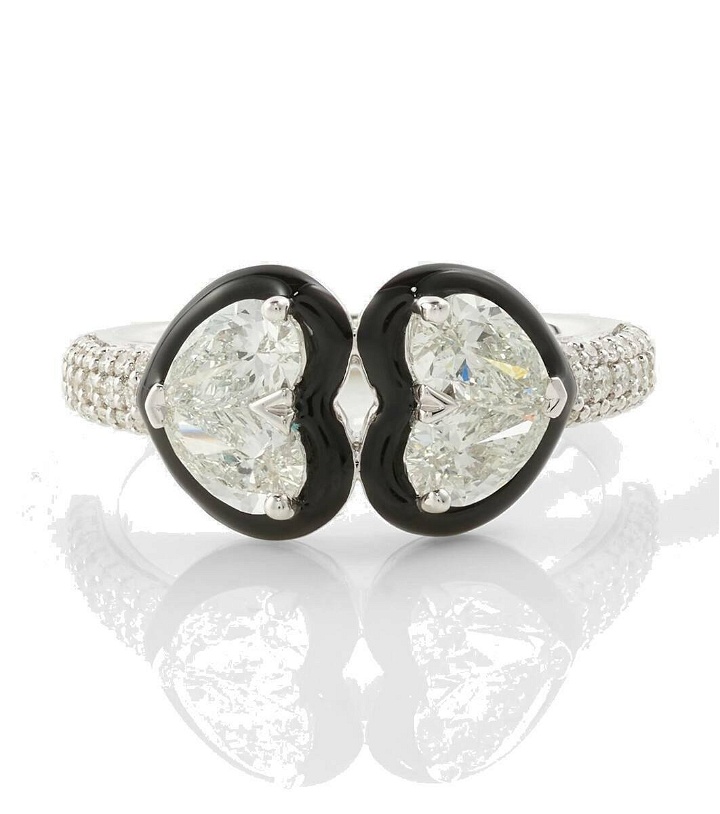 Photo: Kamyen Twin Heart 18kt white gold ring with diamonds