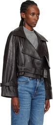 Nour Hammour Brown Hatti Cropped Leather Jacket