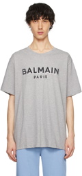 Balmain Gray Metallic Flocked T-Shirt