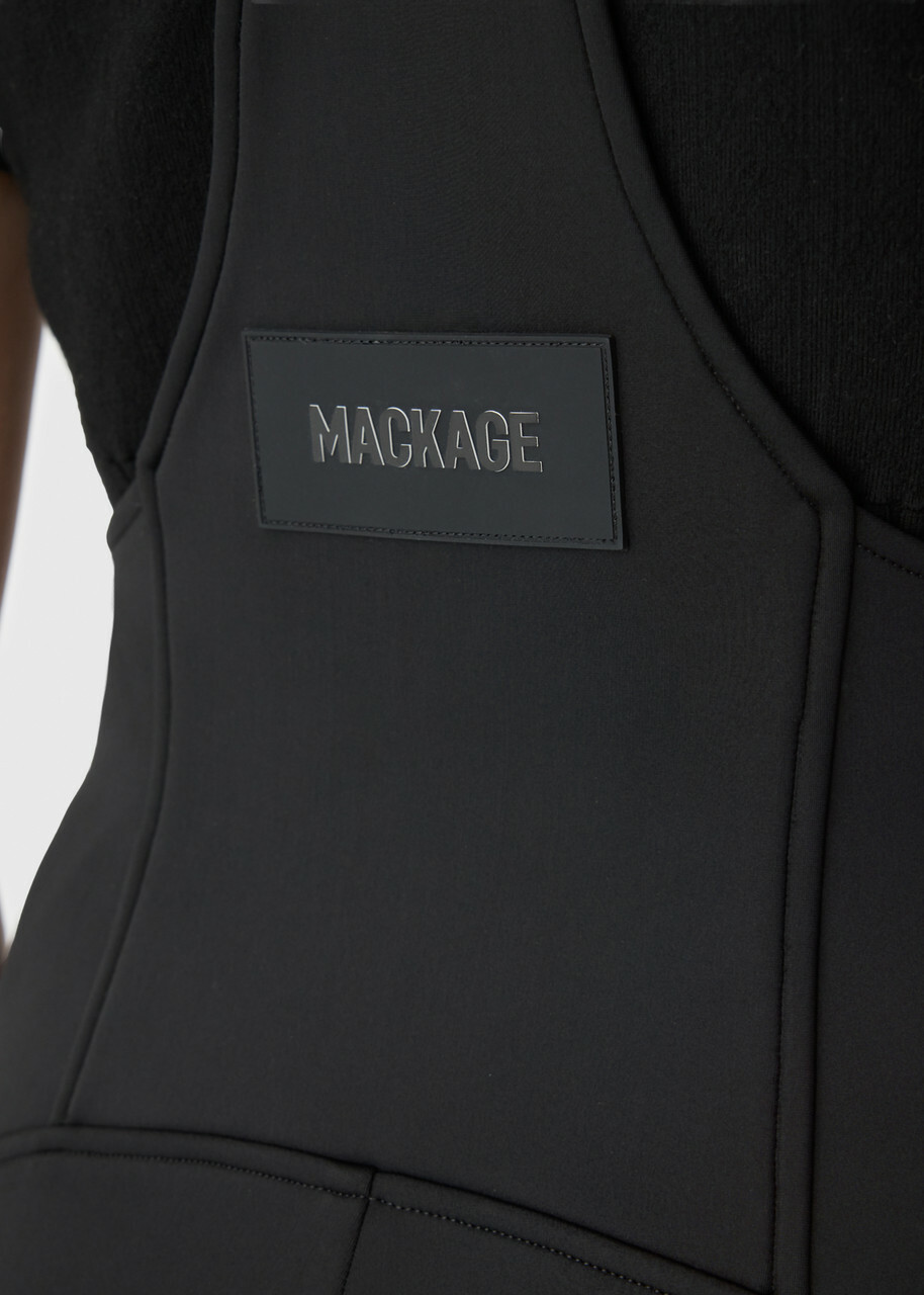 Mackage Gia Bonded Fleece-backed Techno Jersey Salopettes Black