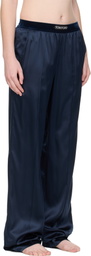 TOM FORD Navy Stretch Silk Satin Lounge Pants