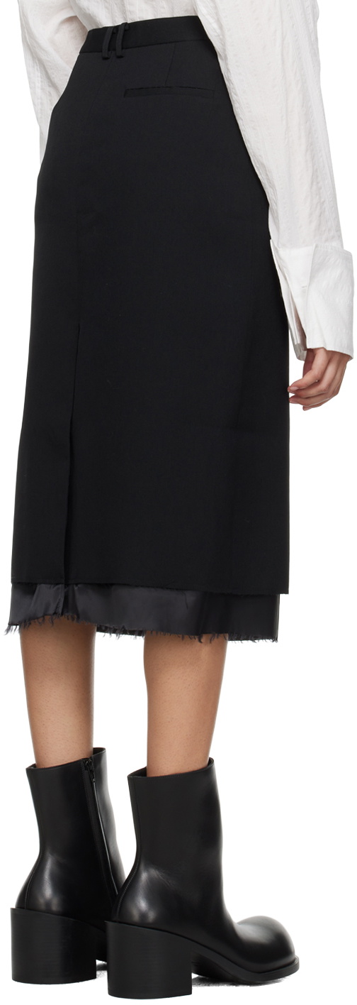Subtle Le Nguyen Black Creased Midi Skirt