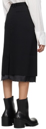Subtle Le Nguyen Black Creased Midi Skirt
