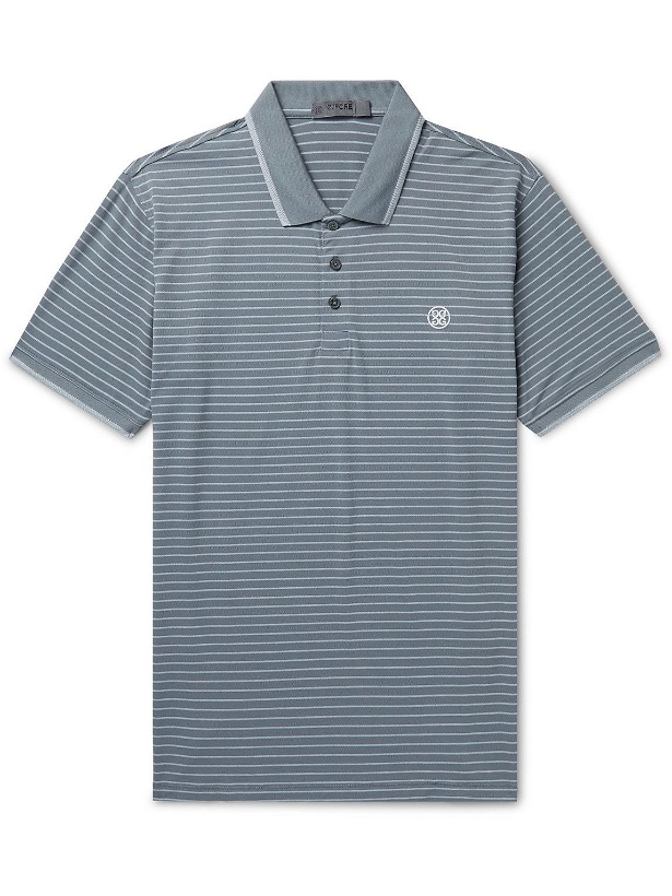Photo: G/FORE - Logo-Appliquéd Striped Perforated Stretch-Jersey Golf Polo Shirt - Gray